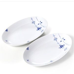 Royal Copenhagen Blue Palmette Oval Dish 27x16cm (set of 2)